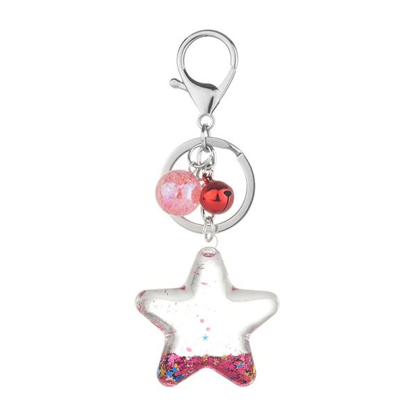⁦Acrylic Key Chain Five-pointed Star Oil Keychain Liquid Quicksand Pendant Bag Accessories⁩ - الصورة ⁦10⁩