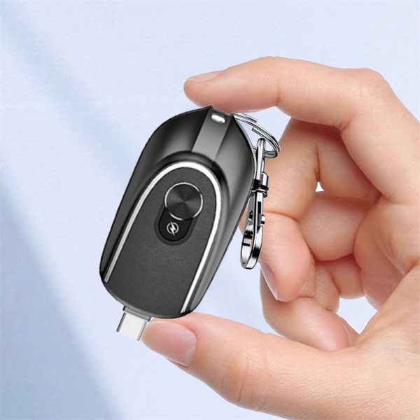 ⁦2 In 1 Mini Keychain Power Bank Keyring Hanging Buckle 2 Output Interfaces 5V 1200MAH Backup Power Bank Retractable Plug Waterproof Phone Charging Accessories⁩ - الصورة ⁦3⁩