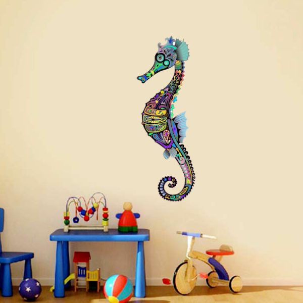 ⁦Home Decor Painted Mural Seahorse Wall Sticker⁩ - الصورة ⁦5⁩