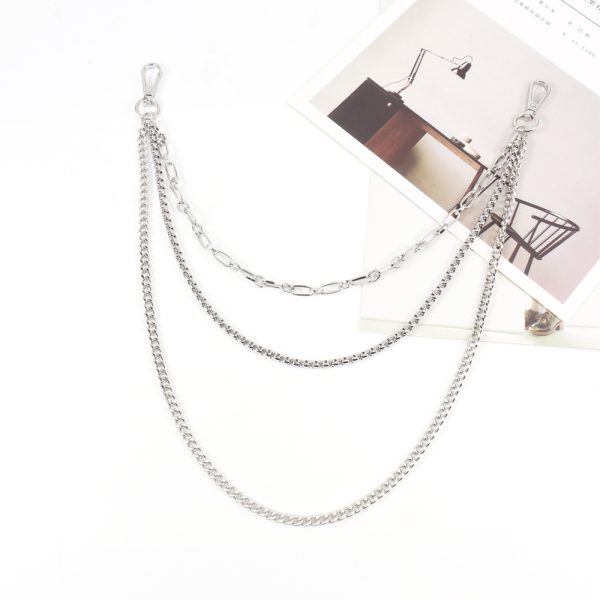 ⁦New European And American Style Pants Chain Men And Women Three-layer Silver Personality Chain With Jeans Punk Hip Hop Accessories⁩ - الصورة ⁦2⁩