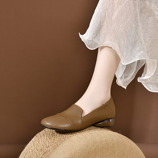 ⁦Simple Temperament Low Heel Round Toe Flats⁩ - الصورة ⁦4⁩