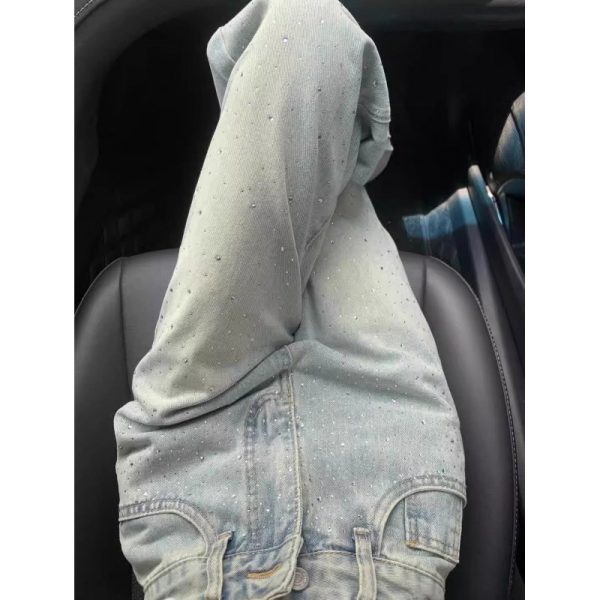 ⁦Straight Jeans For Women, Designer Rhinestones, High Waist, Loose And Slim, Drapey, Narrow Version Wide-leg Pants⁩ - الصورة ⁦4⁩
