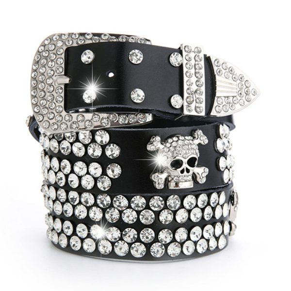 ⁦Women's Belt With Diamond Genuine Leather Accessories Rhinestone⁩ - الصورة ⁦4⁩