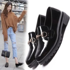 British leather platform casual shoes