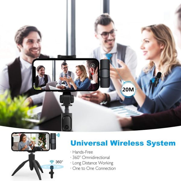 ⁦Wireless Lavalier Microphone Portable Audio Video Recording Mini Mic For I Phone Android Long Battery Life Live Broadcast Gaming⁩ - الصورة ⁦5⁩