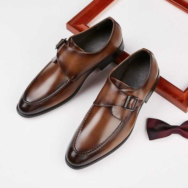 ⁦British Style Buckle Business Leather Shoes Men⁩ - الصورة ⁦3⁩