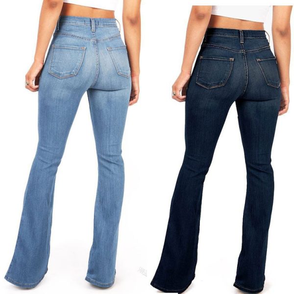 ⁦Women Autumn Winter Skinny Jeans Flare Pants New Fashion High Waist Slim Elasticity Streetwear Workout Long Pants Capri⁩ - الصورة ⁦2⁩