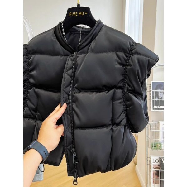 ⁦Autumn And Winter New Down Cotton Flying Shoulder High Waist Short Vest⁩ - الصورة ⁦3⁩
