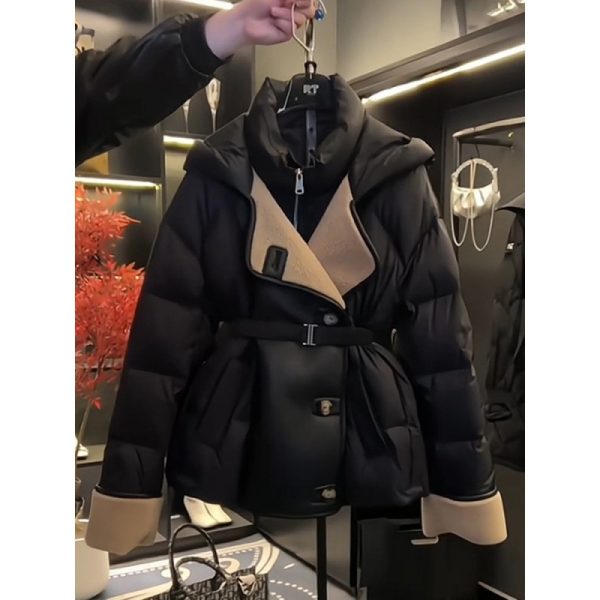 ⁦Women's Fashion Black Pure Cotton Coat⁩ - الصورة ⁦2⁩