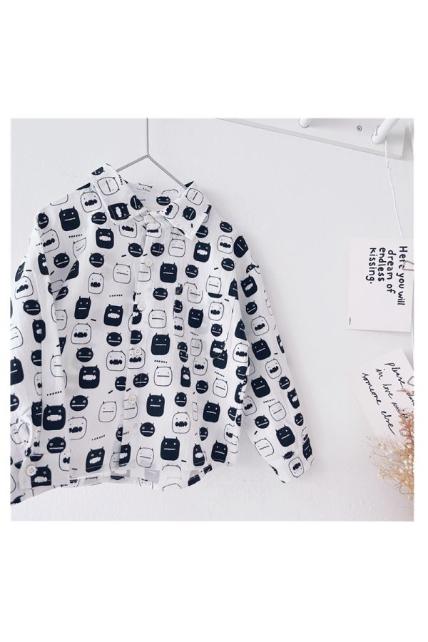 ⁦Boys Shirts Childrens Longsleeved Shirts Handsome Boys Cardigan Jackets⁩ - الصورة ⁦3⁩