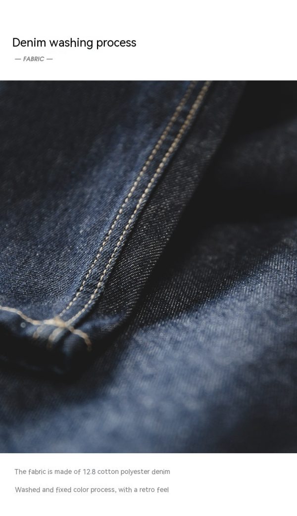 ⁦Vintage Denim Washed Elastic Waist Loose Jeans Cityboy Wide Leg Tapered Pants Men⁩ - الصورة ⁦10⁩