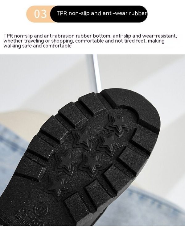 ⁦Women's British Style Retro Small Golden Button Round Toe PVC Slip-on Platform Shoes⁩ - الصورة ⁦9⁩