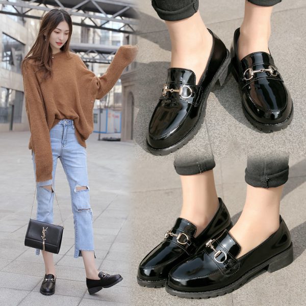 ⁦British leather platform casual shoes⁩ - الصورة ⁦3⁩