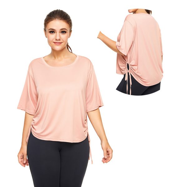 ⁦Loose Quick-drying Clothes Yoga Clothes Tops Sports T-shirts Fitness Clothes Short Sleeves⁩ - الصورة ⁦3⁩