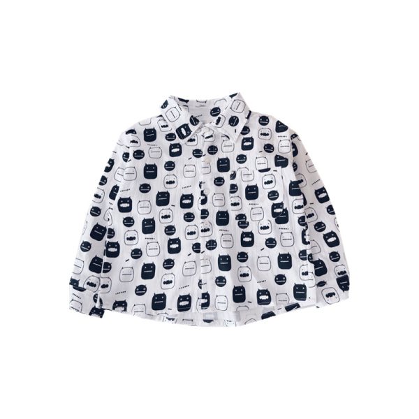 ⁦Boys Shirts Childrens Longsleeved Shirts Handsome Boys Cardigan Jackets⁩ - الصورة ⁦2⁩
