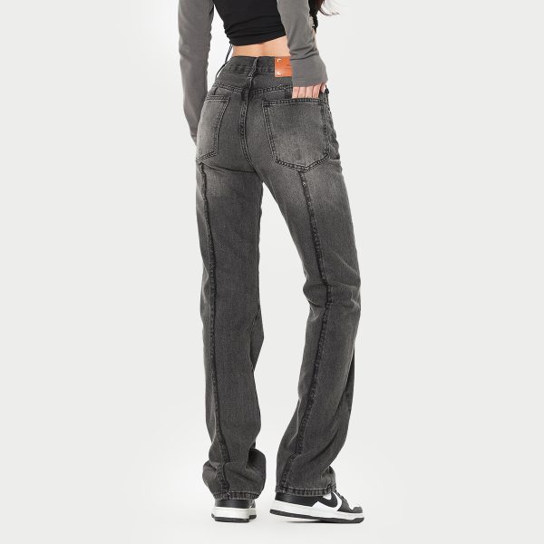 ⁦Autumn American High Street Jeans Women Washed Wear-white Retro⁩ - الصورة ⁦3⁩