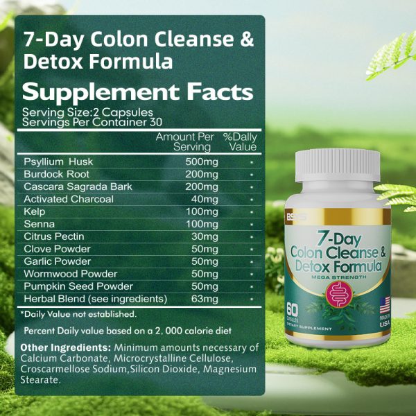 ⁦7-Day Colon Cleanse & Detox Formula Capsulese⁩ - الصورة ⁦2⁩