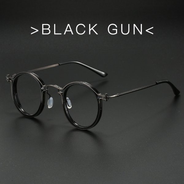 ⁦Vintage Round Frame Glasses Frame Anti-Blue Ray Plain Glasses⁩ - الصورة ⁦9⁩