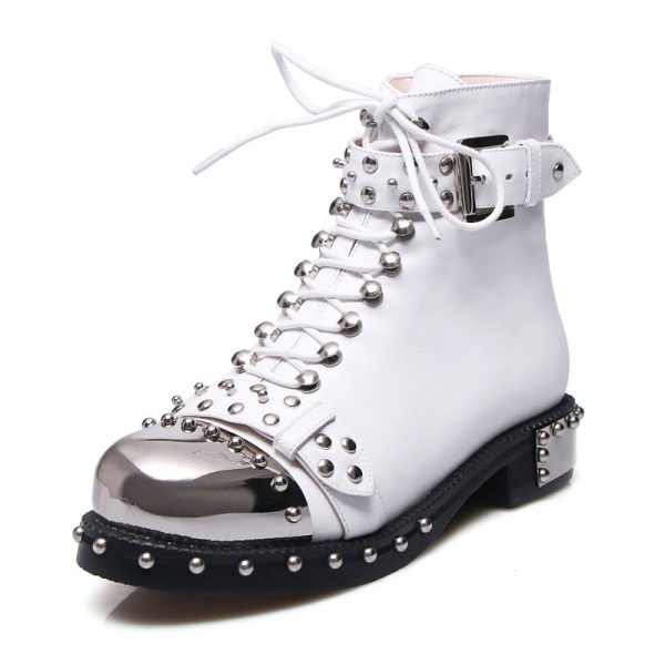 ⁦Autumn And Winter Low-heeled Short Boots Rivet Locomotive⁩ - الصورة ⁦2⁩