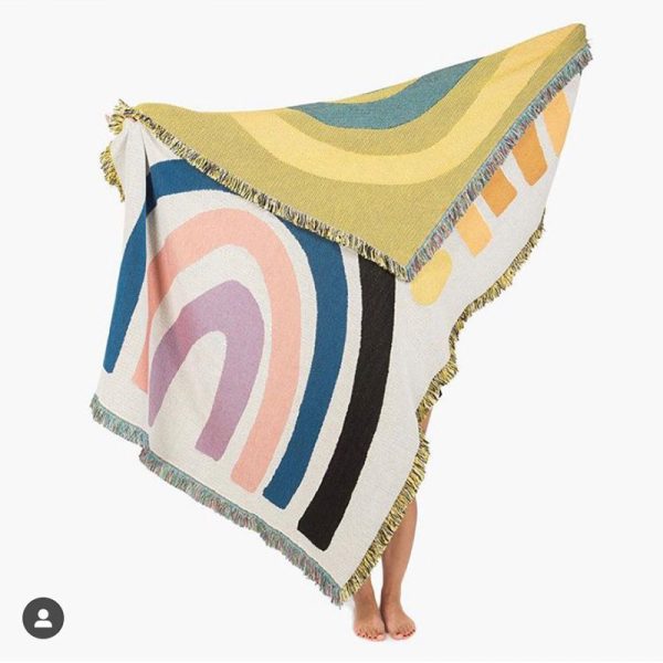 ⁦Bohemian Rainbow Blanket Tapestry Home Decor⁩ - الصورة ⁦3⁩