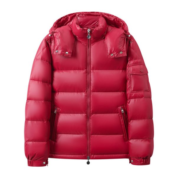 ⁦Warm Men's And Women's Glossy Hooded Jacket⁩ - الصورة ⁦3⁩