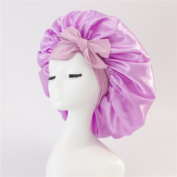 ⁦New Silk Bonnet For Sleeping Women Satin Bonnet Hair Bonnet Night Sleep Cap Scarf Wrap For Curly Hair With Tie Band For Curly Hair⁩ - الصورة ⁦7⁩