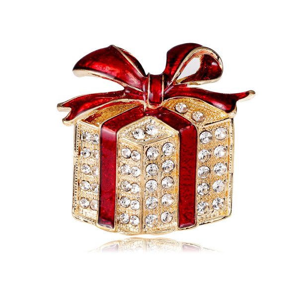 ⁦Box Christmas Series Brooch Diamond Drop Oil Bow Bag Accessories⁩ - الصورة ⁦6⁩