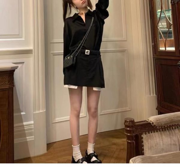 ⁦Women's Summer Design Sense Niche Acetate Satin Salt Shirt⁩ - الصورة ⁦10⁩