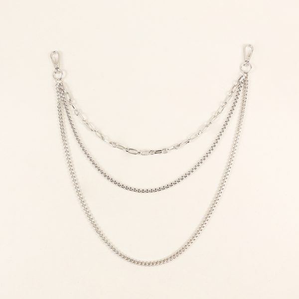 ⁦New European And American Style Pants Chain Men And Women Three-layer Silver Personality Chain With Jeans Punk Hip Hop Accessories⁩ - الصورة ⁦5⁩