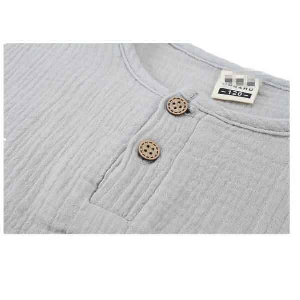 ⁦Boys' Short-sleeved Cotton And Linen T-shirts For Children's Tops⁩ - الصورة ⁦4⁩