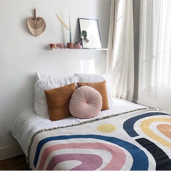 ⁦Bohemian Rainbow Blanket Tapestry Home Decor⁩ - الصورة ⁦2⁩