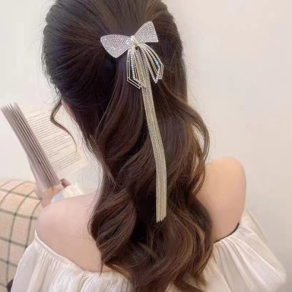 ⁦Women's Zinc Alloy Bow Tassel Hairpin Fashion Hair Accessories⁩ - الصورة ⁦3⁩