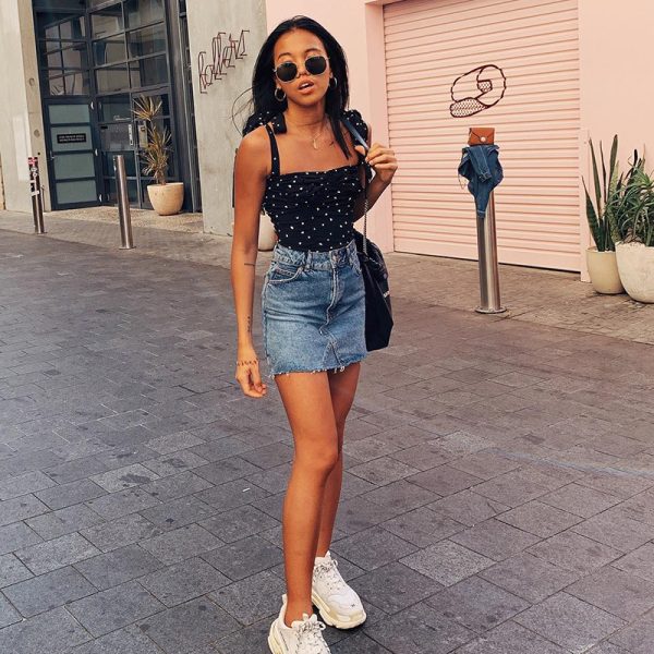 ⁦Pleated floral lace-up Baita casual sexy vest⁩ - الصورة ⁦8⁩