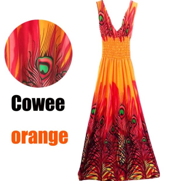 ⁦Women Bohemian Long Dress⁩ - الصورة ⁦4⁩