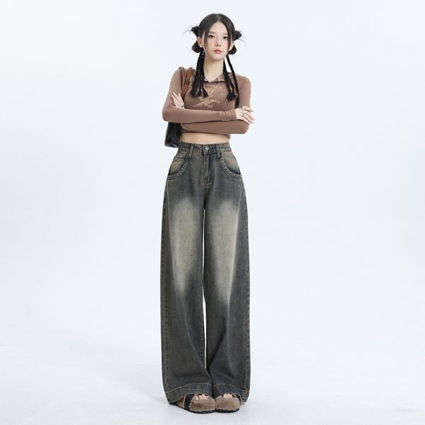 ⁦Winter New American Retro Wide Leg Jeans For Women⁩ - الصورة ⁦2⁩