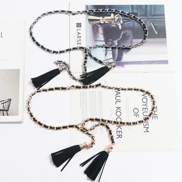 ⁦Fringed Waist Rope Tie Women With Skirt Accessories⁩ - الصورة ⁦5⁩