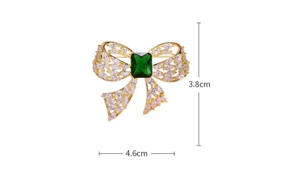 ⁦Zircon Bow Brooch Simple Sweater Corsage Accessories⁩ - الصورة ⁦6⁩