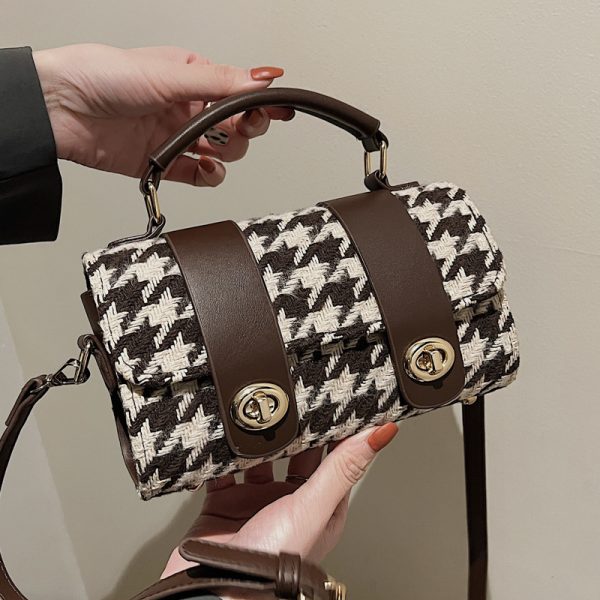 ⁦Fashion Bag Female Houndstooth Boston⁩ - الصورة ⁦3⁩