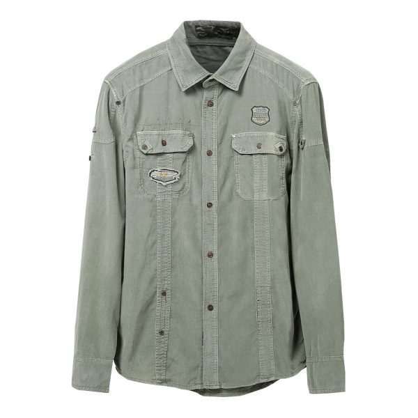 ⁦American Plus Size Workwear Outdoor Sports Cotton Long Sleeve Shirt Men⁩ - الصورة ⁦4⁩