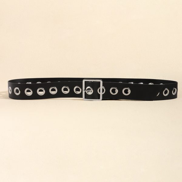 ⁦Men And Women Fashion Hollow Belt Personality Punk Style PU Soft Belt Jeans Hip Hop Accessories⁩ - الصورة ⁦3⁩
