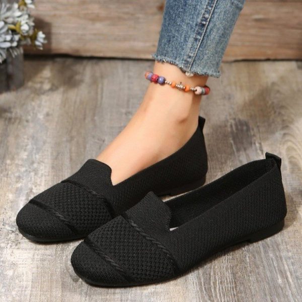 ⁦Women's Ballet Flats Round Toe Soft Sole Slip On Lazy Shoes Walking Flat Loafers⁩ - الصورة ⁦4⁩