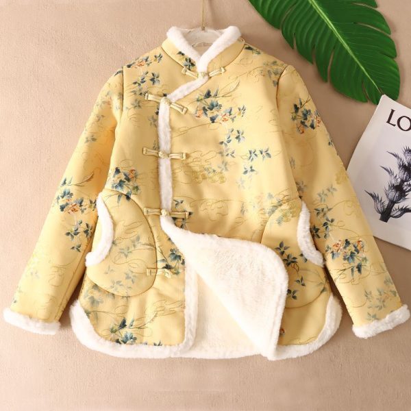 ⁦Women's New Chinese-style Thickened Plush Cotton-padded Jacket⁩ - الصورة ⁦3⁩