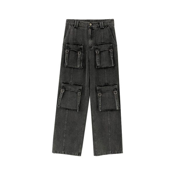 ⁦Washed And Worn Jeans For Women Multi-pocket Workwear⁩ - الصورة ⁦4⁩