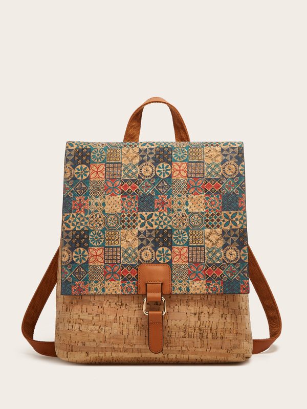 ⁦Affordable Luxury Fashion High-grade Fashion Retro Printed Backpack⁩ - الصورة ⁦9⁩