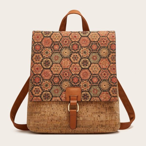 ⁦Affordable Luxury Fashion High-grade Fashion Retro Printed Backpack⁩ - الصورة ⁦2⁩