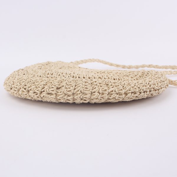 ⁦Women's Hand Crocheted Round Straw Tassel Crossbody Woven Bag⁩ - الصورة ⁦2⁩