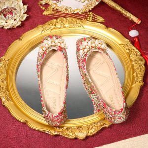 Women's Square Toe Light Lipstick Red Wedding Shoes