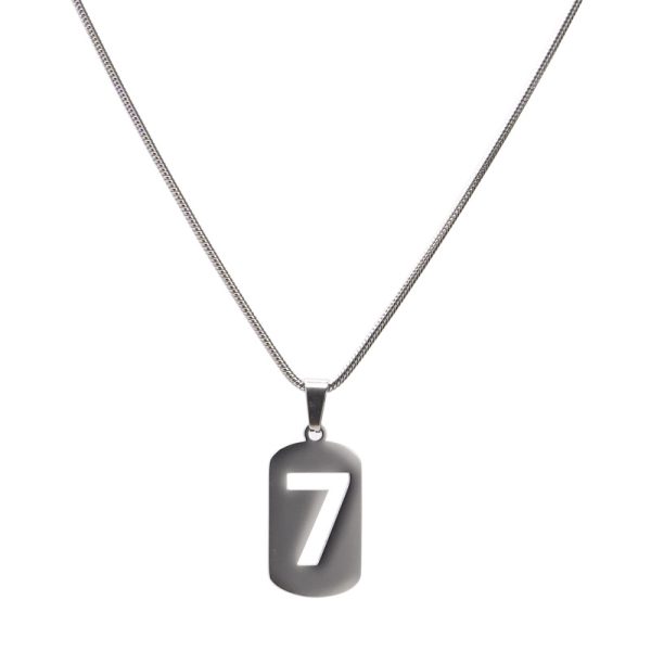 ⁦Sweater Accessories Lucky Number 7 Styling Necklace Ins Simple Earth Cool Jump Di Couple Men And Women Sweater Chain⁩ - الصورة ⁦2⁩