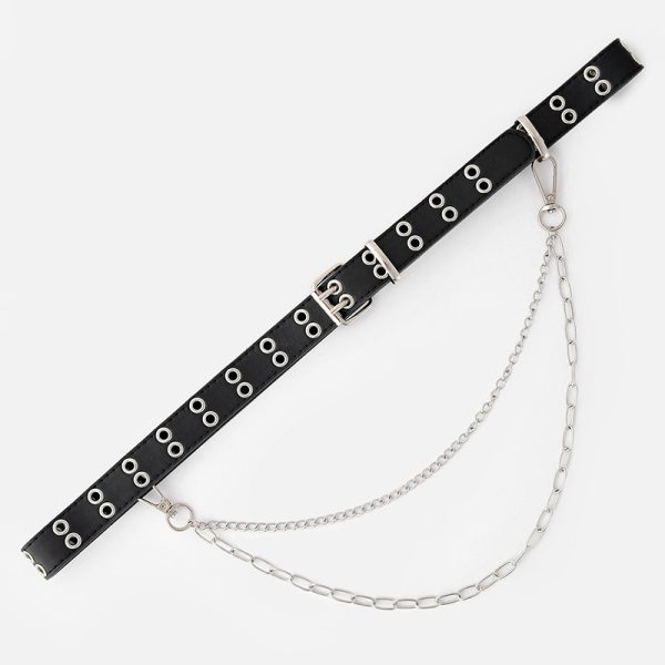⁦Jeans With Cutout Air Eye Punk Casual Belt⁩ - الصورة ⁦6⁩