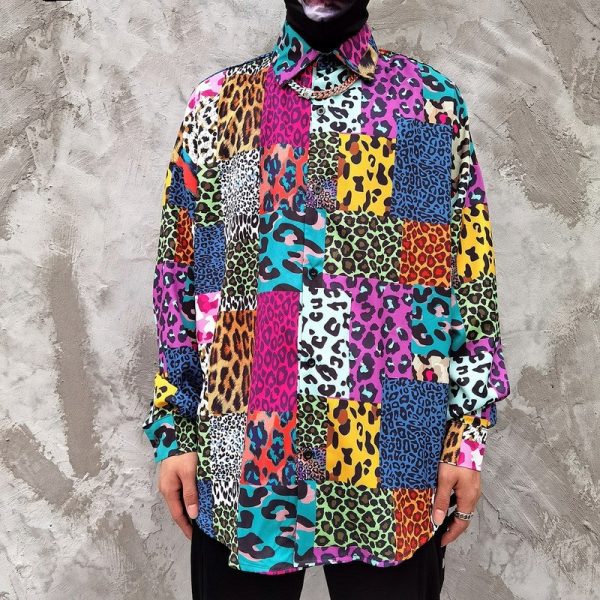 ⁦Flower long-sleeved shirts loose shirts for men and women⁩ - الصورة ⁦4⁩